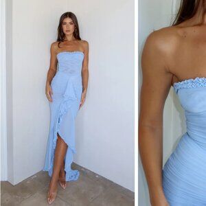 Mesh Maxi Dress Sky Blue